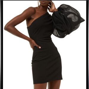 New Solace London Iona Black One Sleeve Mini Dress Size 4